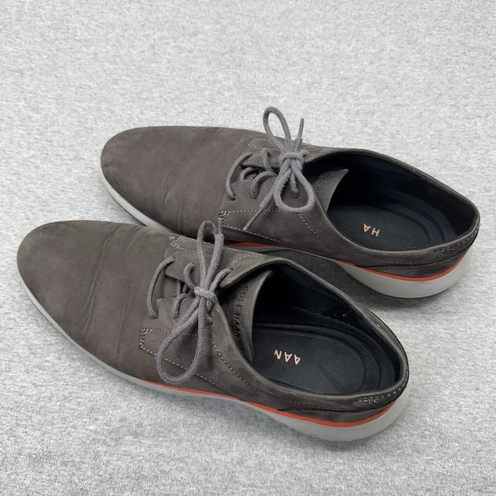 Cole Haan Shoes Grand Troy Men's Size 10 M Grey Orange Nubuck Sneakers C33761
